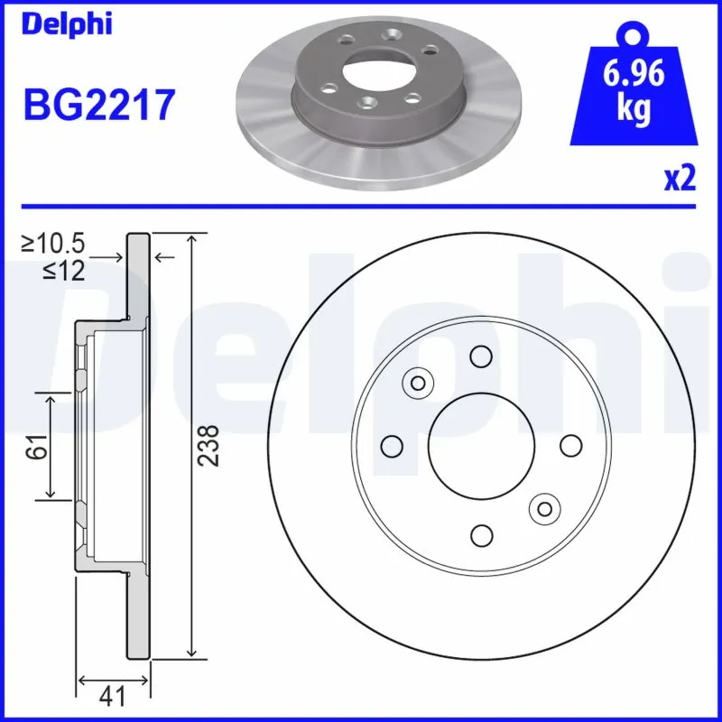 DELPHI Disque de frein BG2217