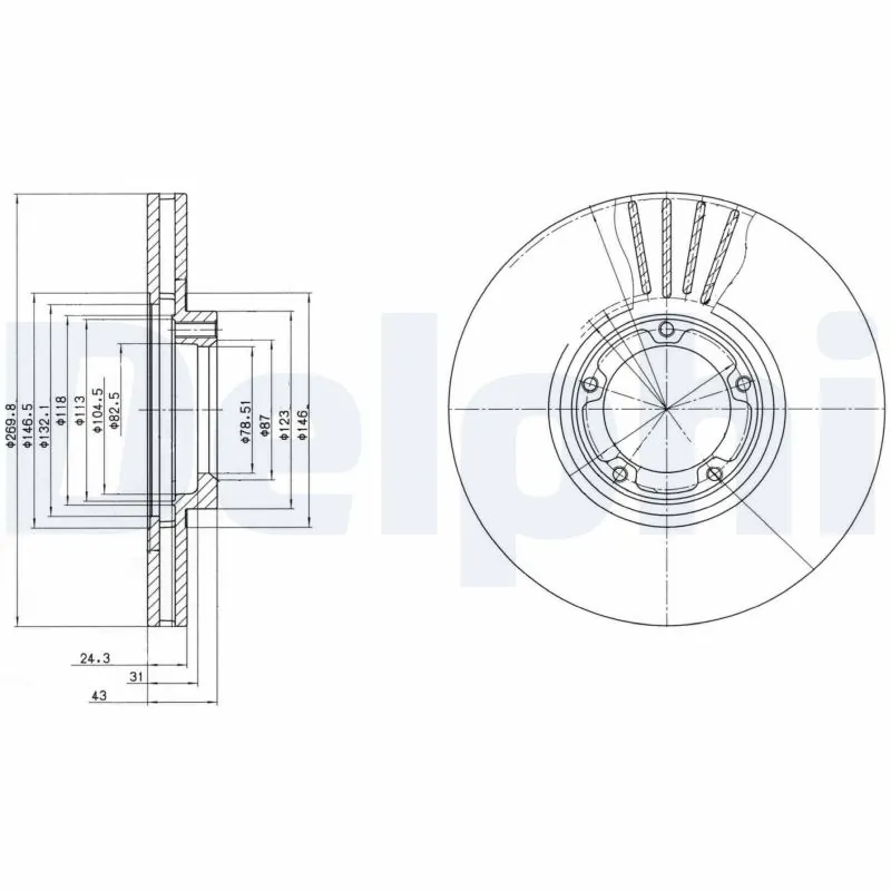 DELPHI דיסק בלם BG3366