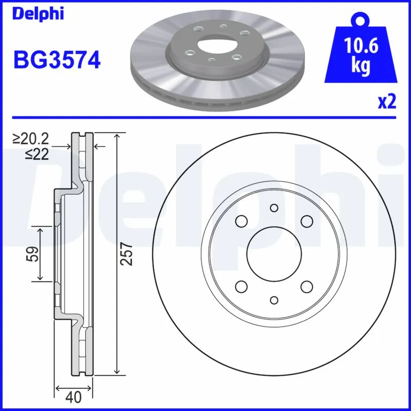 DELPHI Disque de frein BG3574
