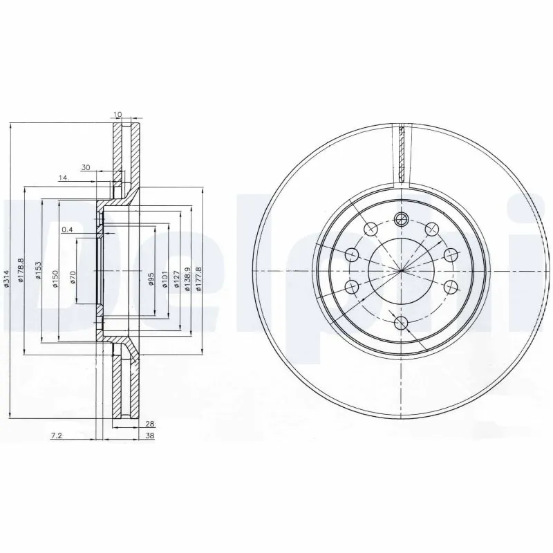 DELPHI Disco freno BG3973