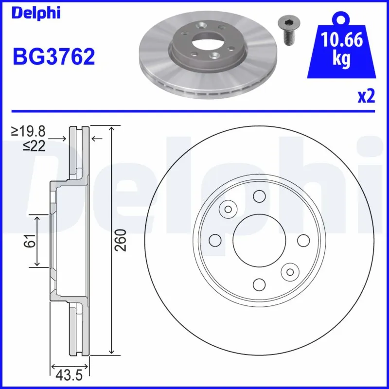 DELPHI Bremsscheibe BG3762